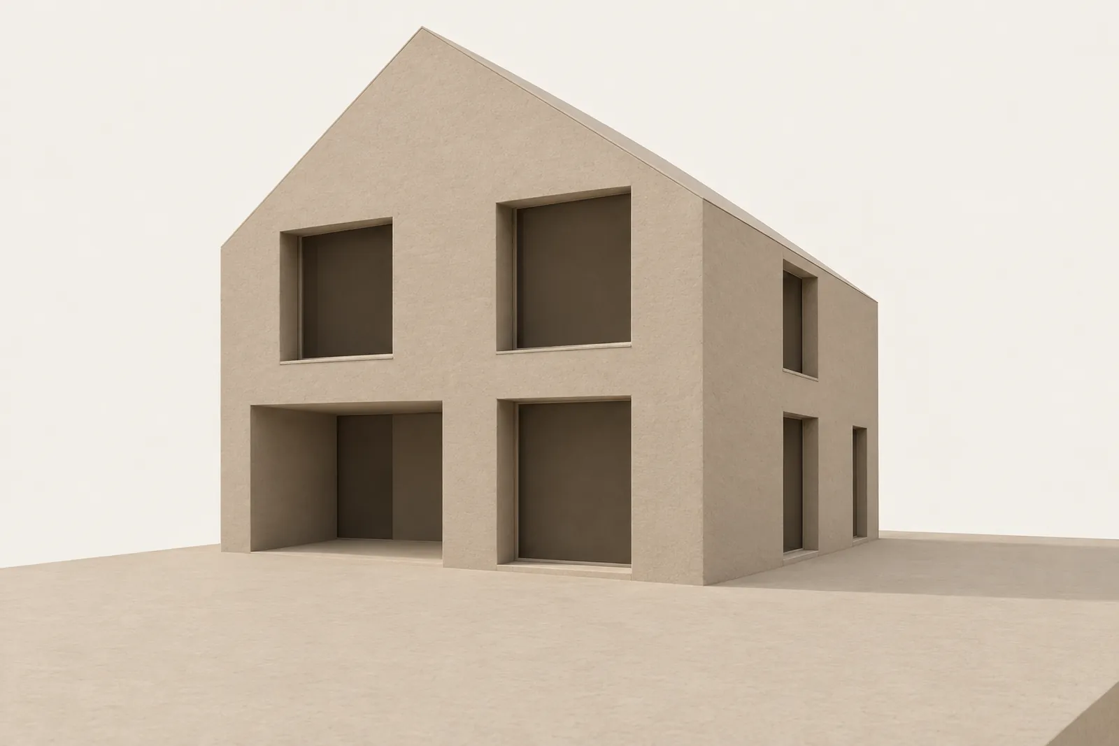 Volumenmodell der Studie Aviso Haus in Sandstein